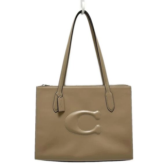 Auth COACH - CR096 Beige Leather Tote Bag - Picture 1 of 8
